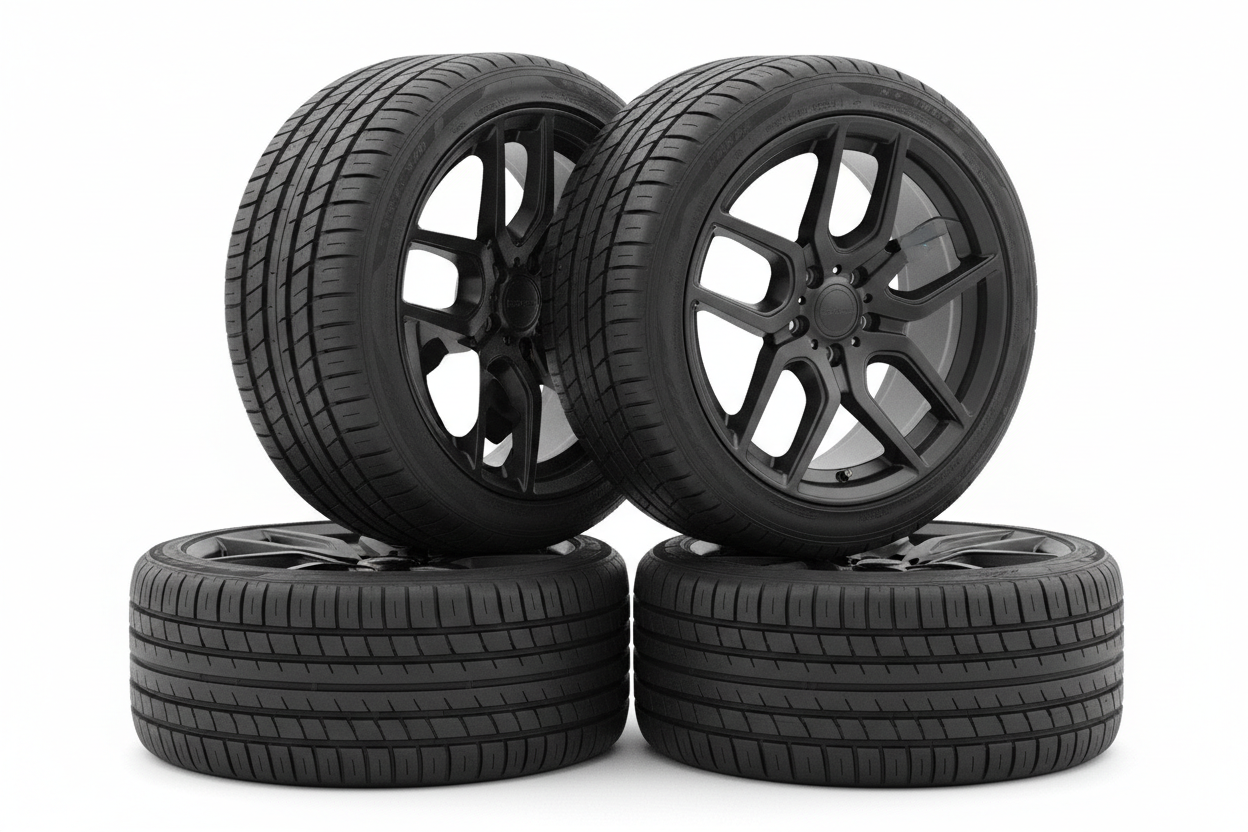 Matt Black alloy Wheels with tyres four of them