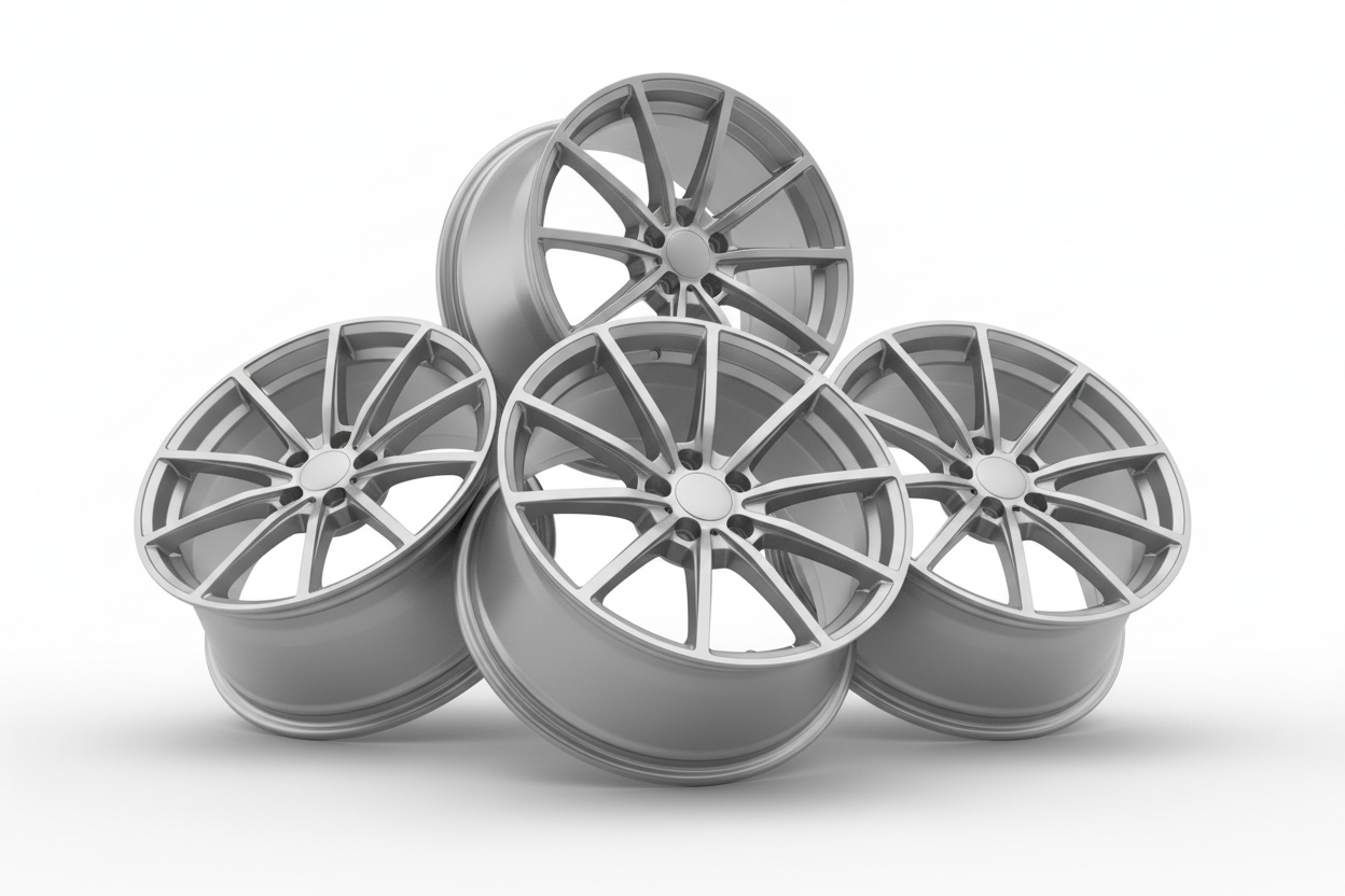 Matt silver alloy wheels no tyres, four of them