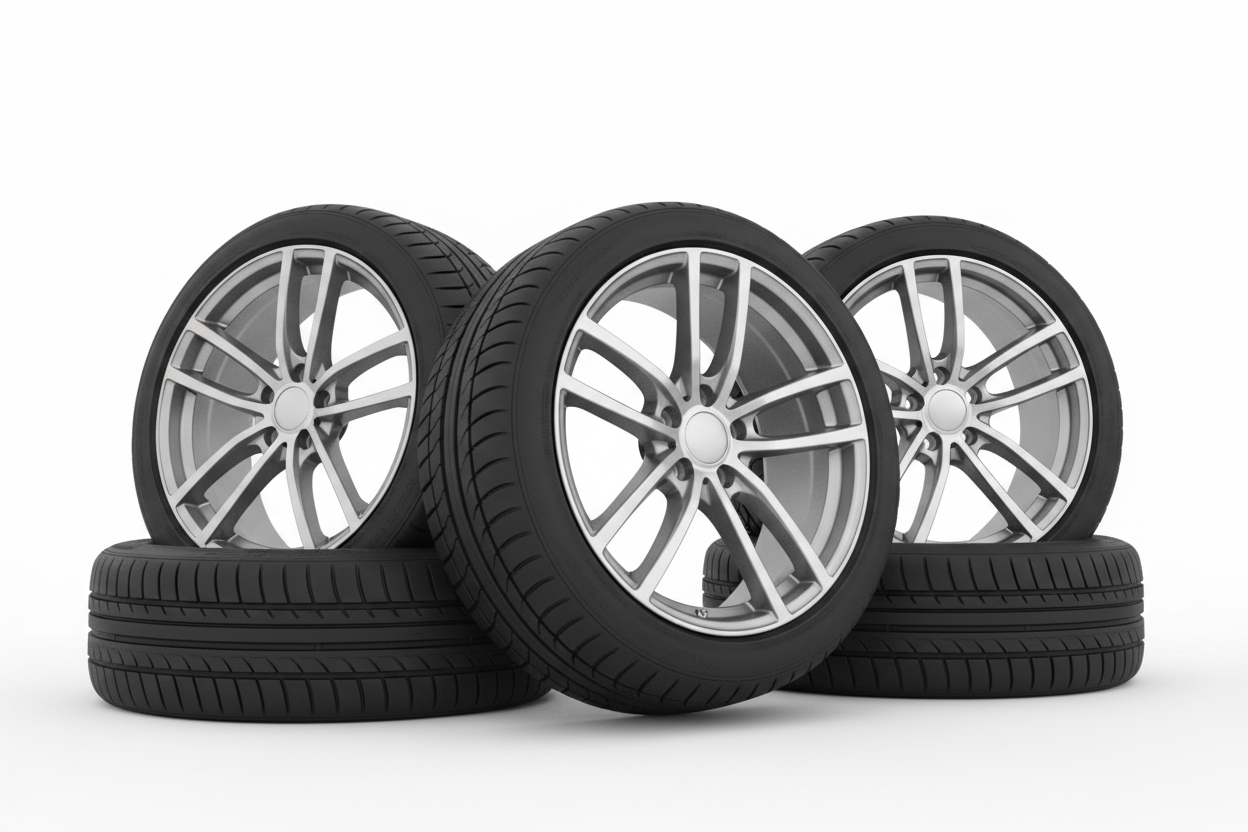 Matt silver alloy wheels with tyres four of them
