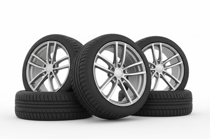 Matt silver alloy wheels with tyres four of them